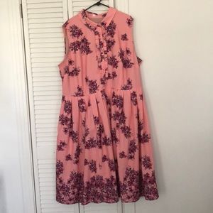 eShakti sleeveless floral shirt dress, size 30W